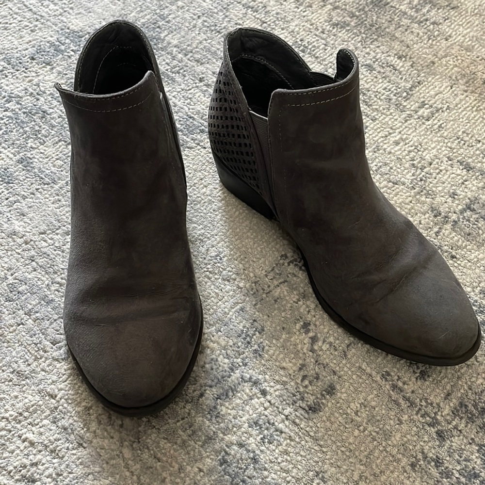 MIA Grey Suede Booties Short Boots Size 8.5